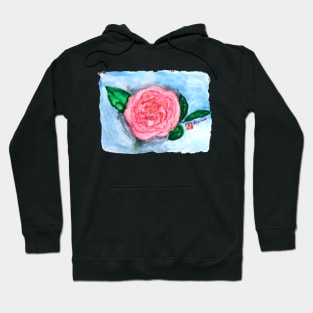 Big thousand leaf pink pastel rose watercolor painting Hoodie